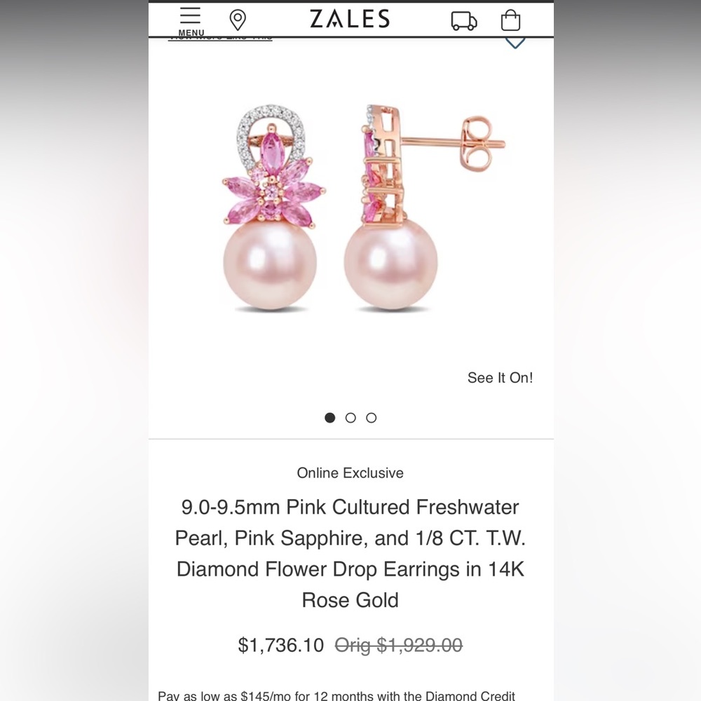 NWOT pearl earrings from Zales
